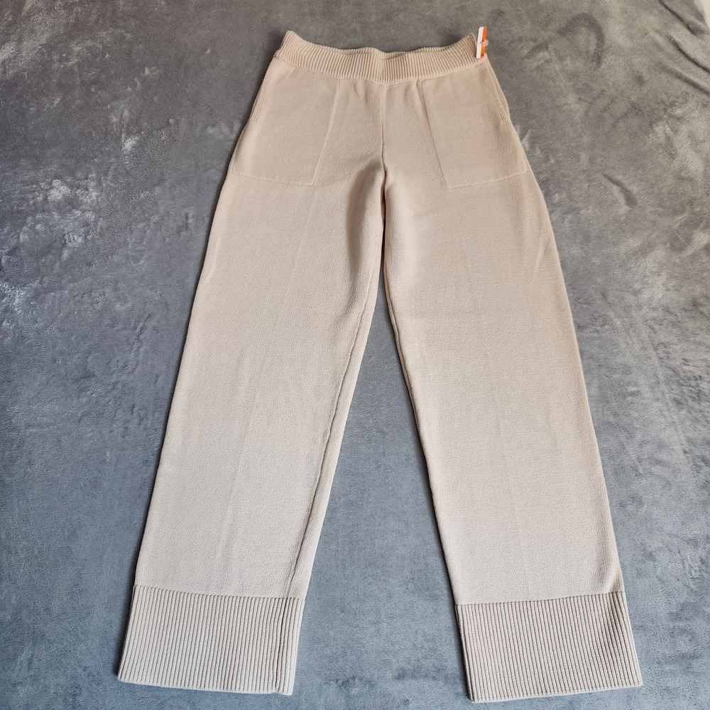 Free People FP Beach Hailee Cotton Knit Wide Leg Lounge Pants Beige Womens XS